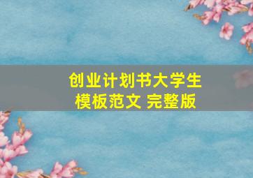 创业计划书大学生模板范文 完整版